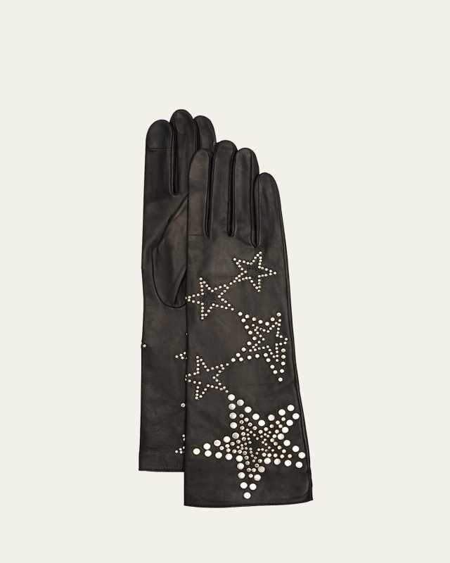 Lady Studded Star Leather Gloves